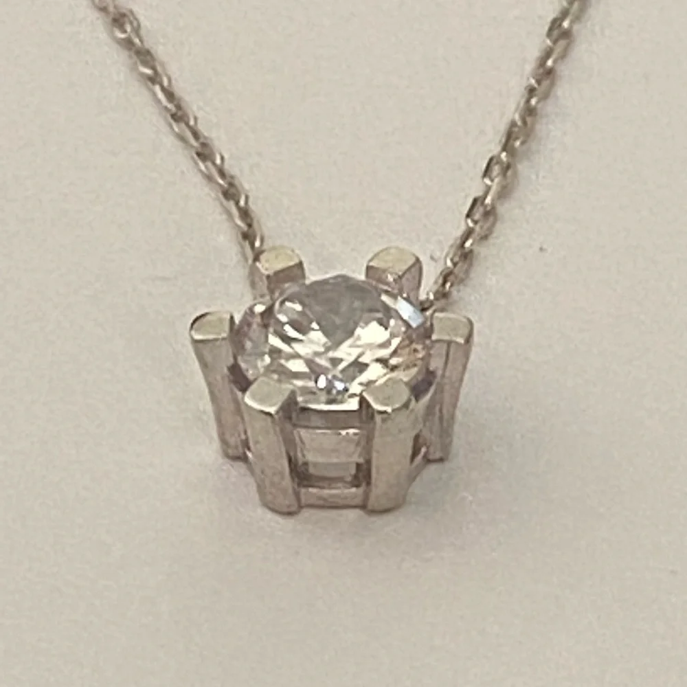 925 silver necklace cz cubic zirconia round stone